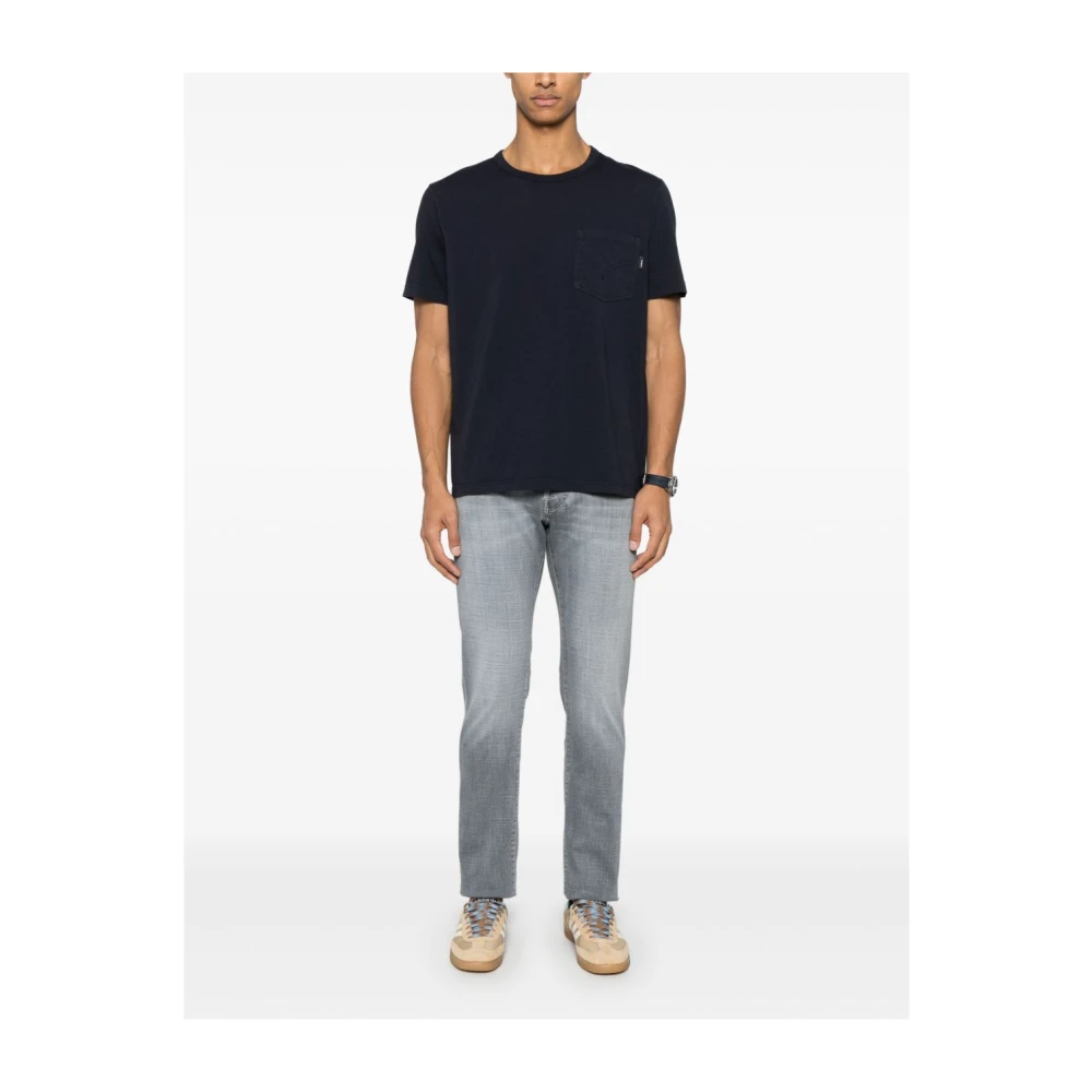 Dondup Blauw Crew Neck Zak T-shirt Blue Heren