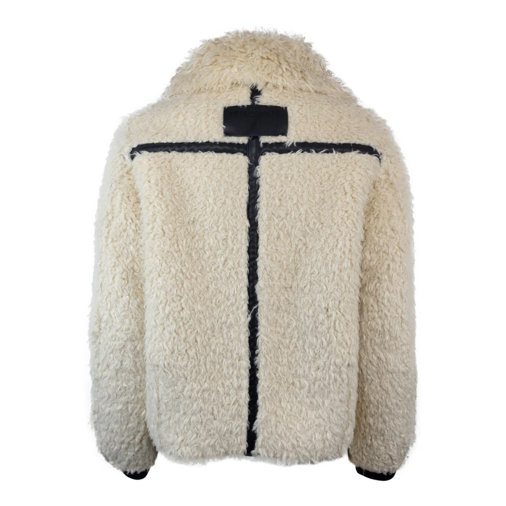 PATRIZIA PEPE Witte synthetische jas met rits White Dames