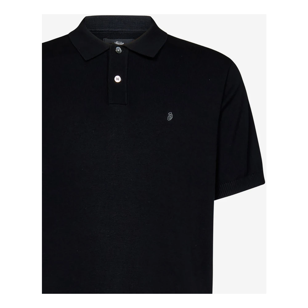 Stüssy Zwarte T-shirts en Polos met Wit Logo Borduurwerk Black Heren
