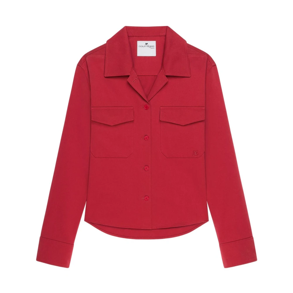 Courrèges Rode Katoenen Shirt met Klepzakken Red Dames