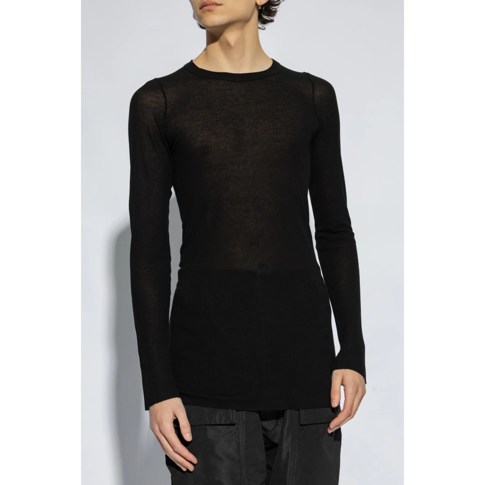 Rick Owens Rib T-shirt with long sleeves Black Heren