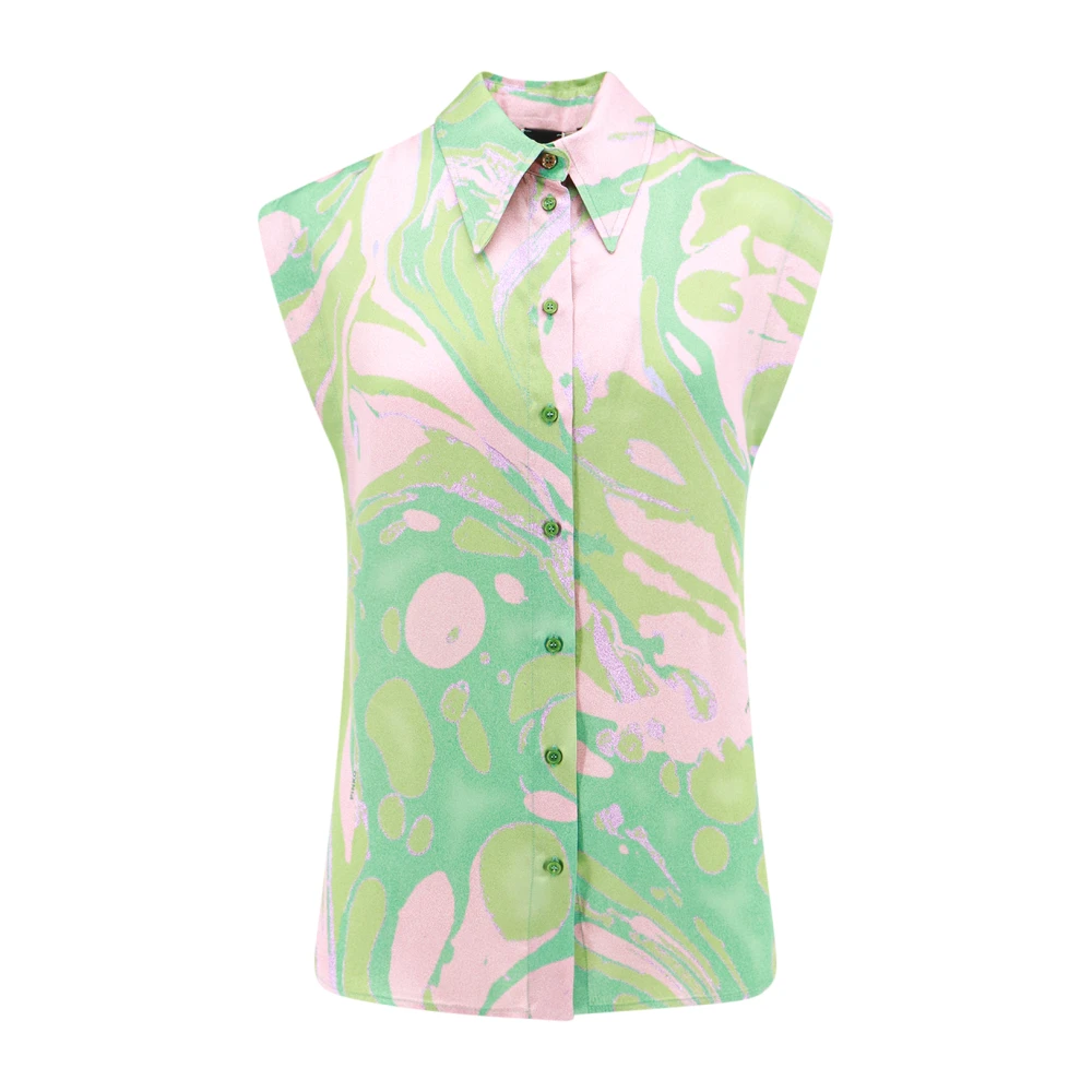 Pinko Viscose Shirt met Multicolor Print Green Dames