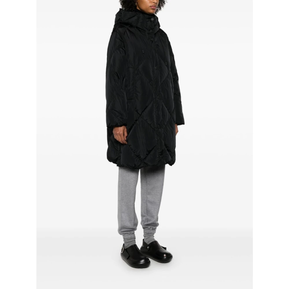 Max Mara Weekend Zwarte Gewatteerde Pufferjas met Capuchon Black Dames