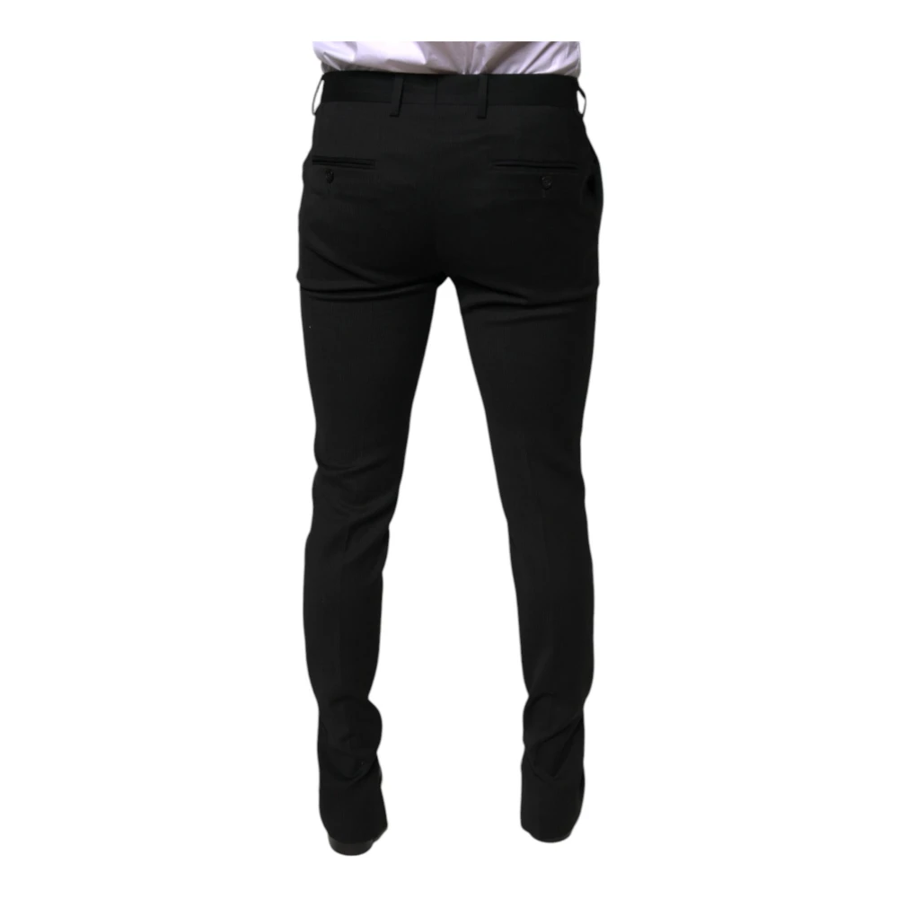 Dolce & Gabbana Zwarte Wolmix Skinny Jurk Broek Black Heren
