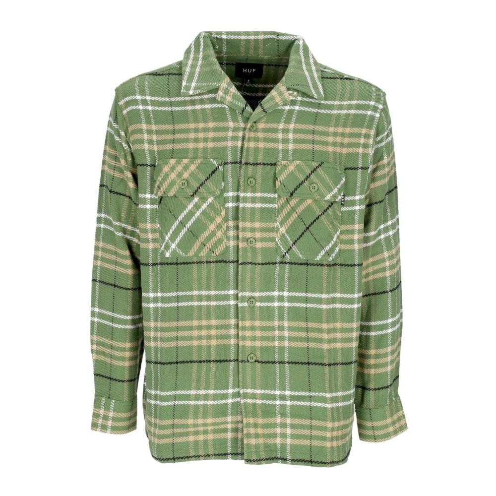 HUF Geruite Flanellen Overhemd met Kraag Green Heren