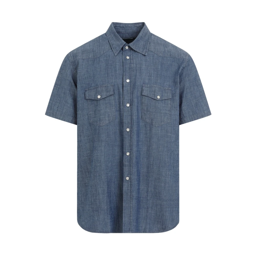 Universal Works Blauwe Western Indigo Katoenen Overhemd Blue Heren