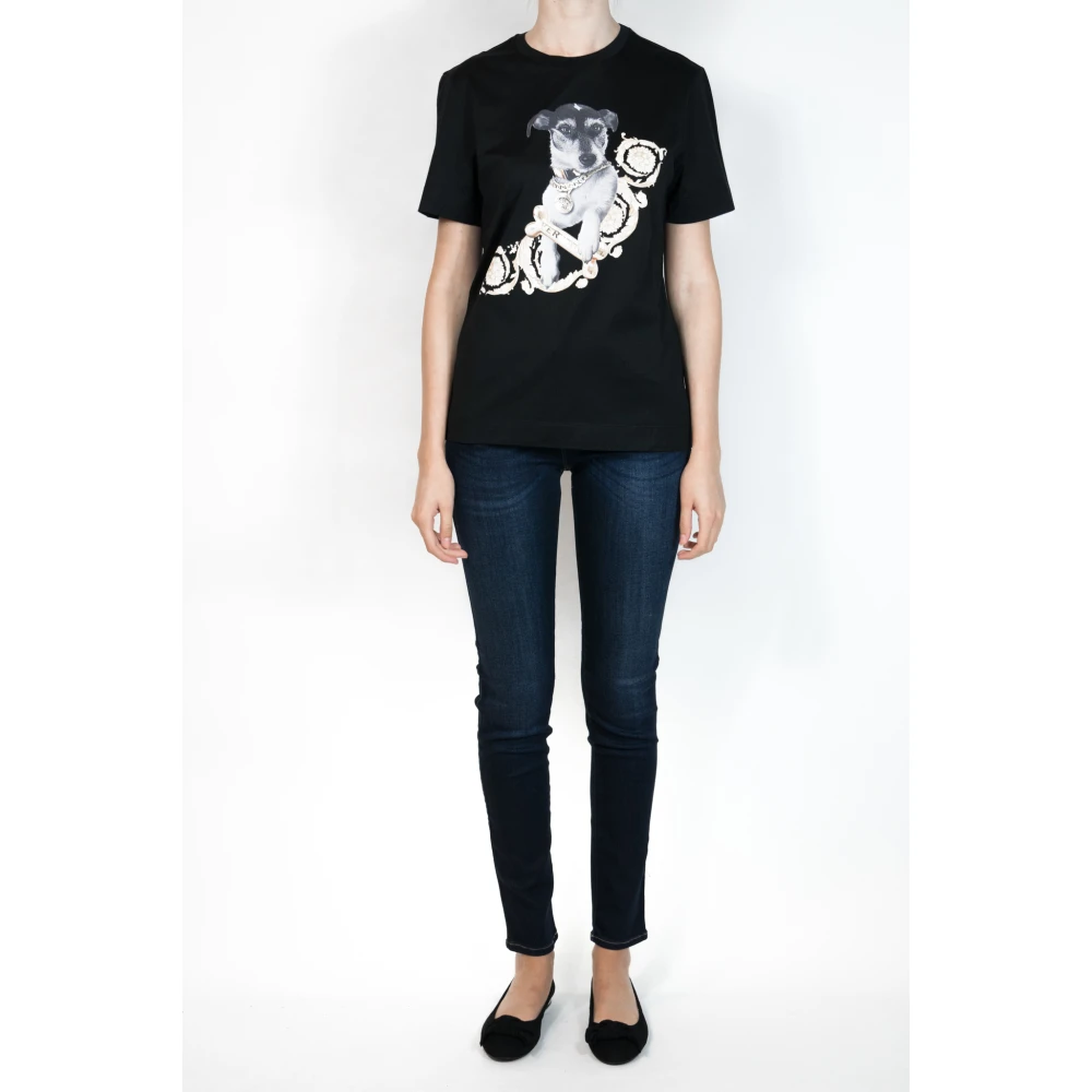 Versace Zwarte Basic TEE Shirt Black Dames