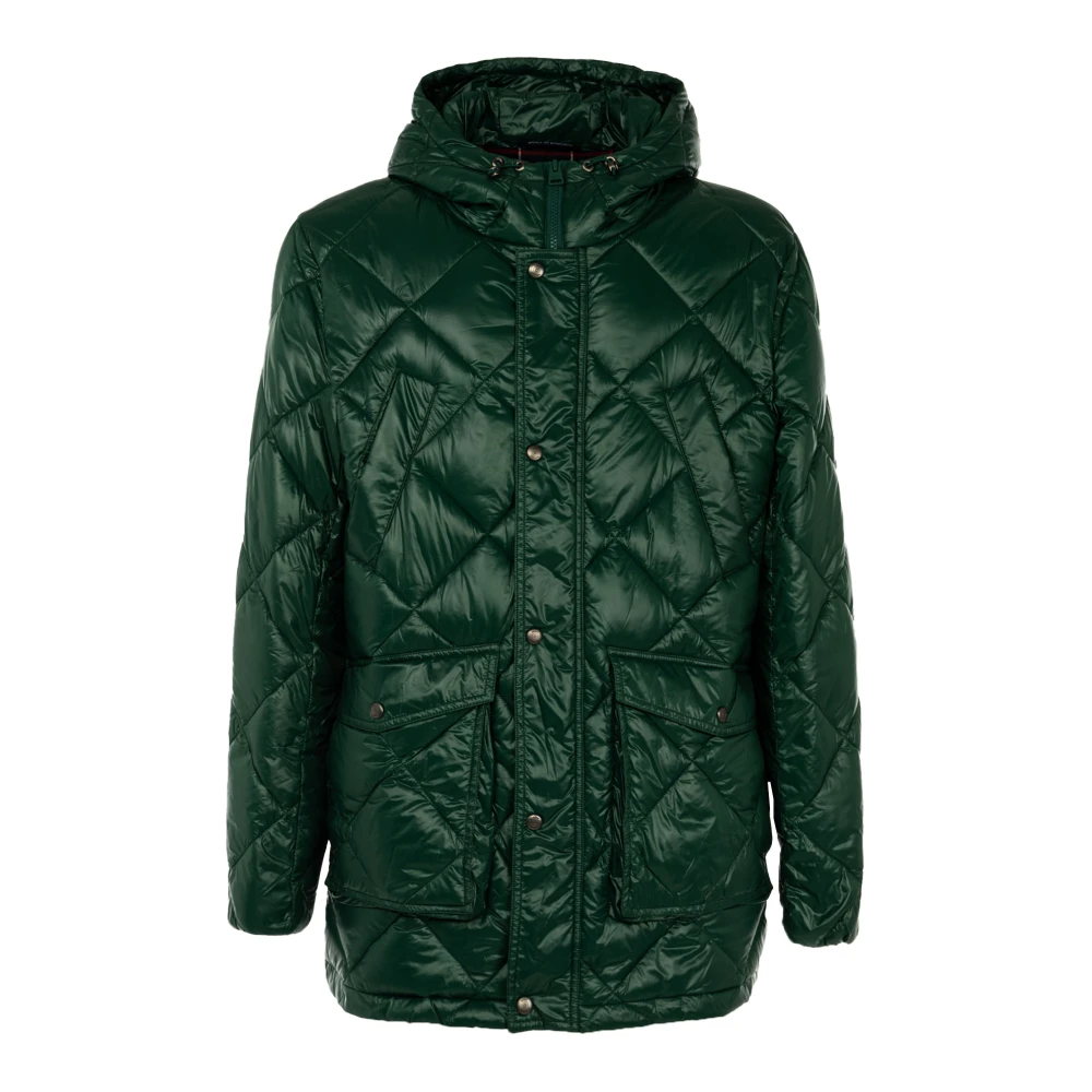 Husky Original Lange Heren Gewatteerde Jas met Capuchon Green Heren