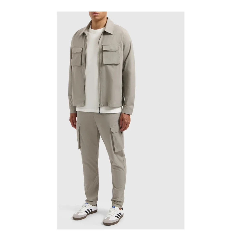 Pure Path Stretch Crêpe Overshirt in Taupe Gray Heren