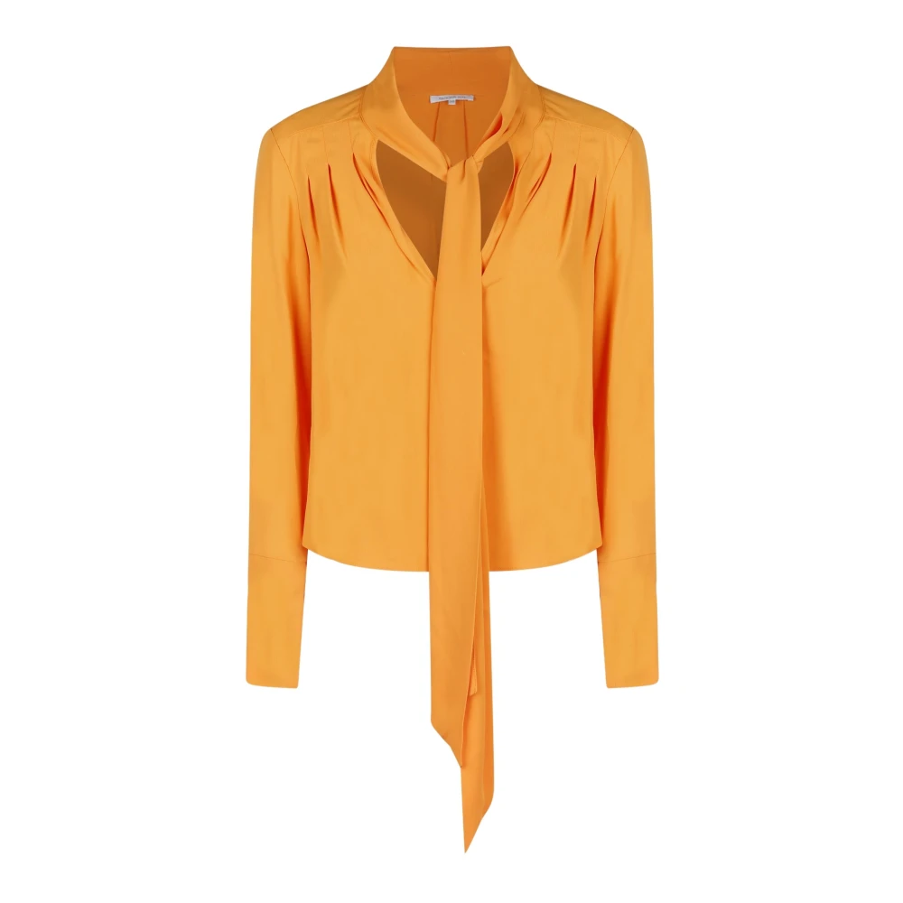 PATRIZIA PEPE Oranje V-hals Blouse met Strik Orange Dames