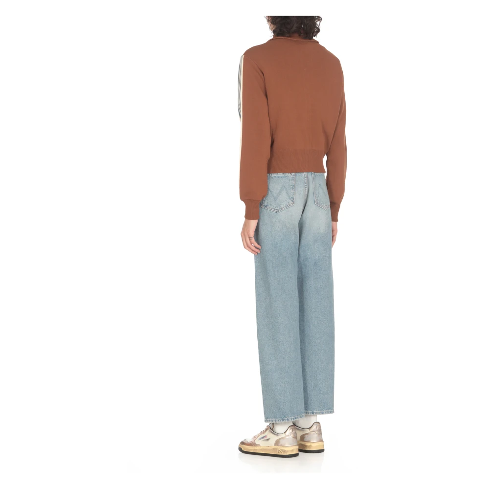 Autry Bruine Sweater met Kraag en Logo Brown Dames