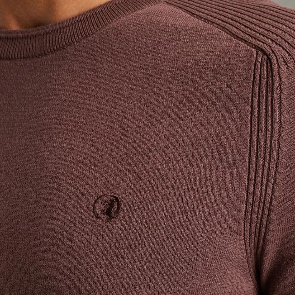 Cast Iron Katoen Stretch Crewneck Sweater Brown Heren