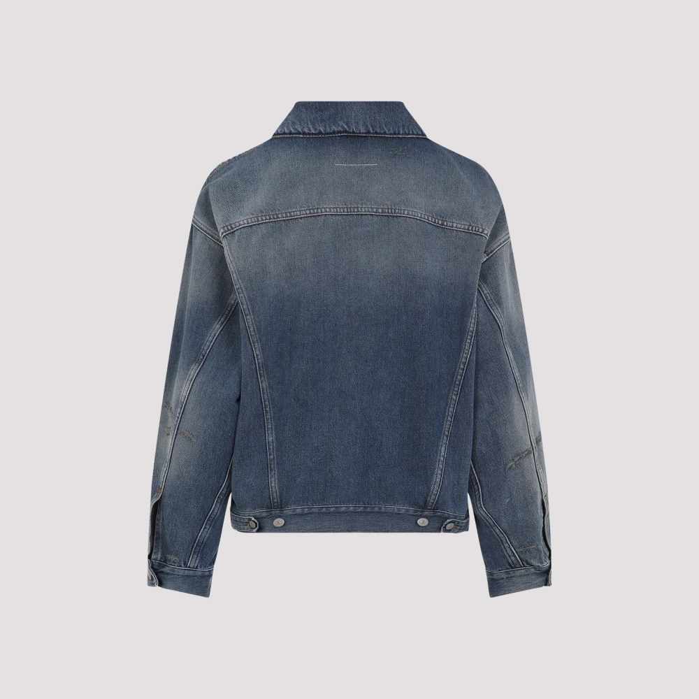 MM6 Maison Margiela Blauwe Jas Verhoog Garderobe Stijl Blue Dames