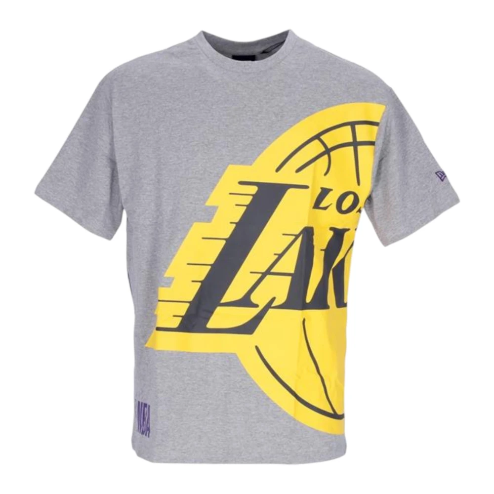 New Era Men's Gray La Lakers Nba Half Logo Tee
