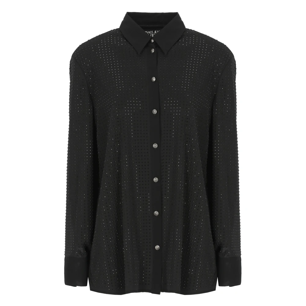 Versace Jeans Couture Zwarte Shirt met Strass Details Black Dames