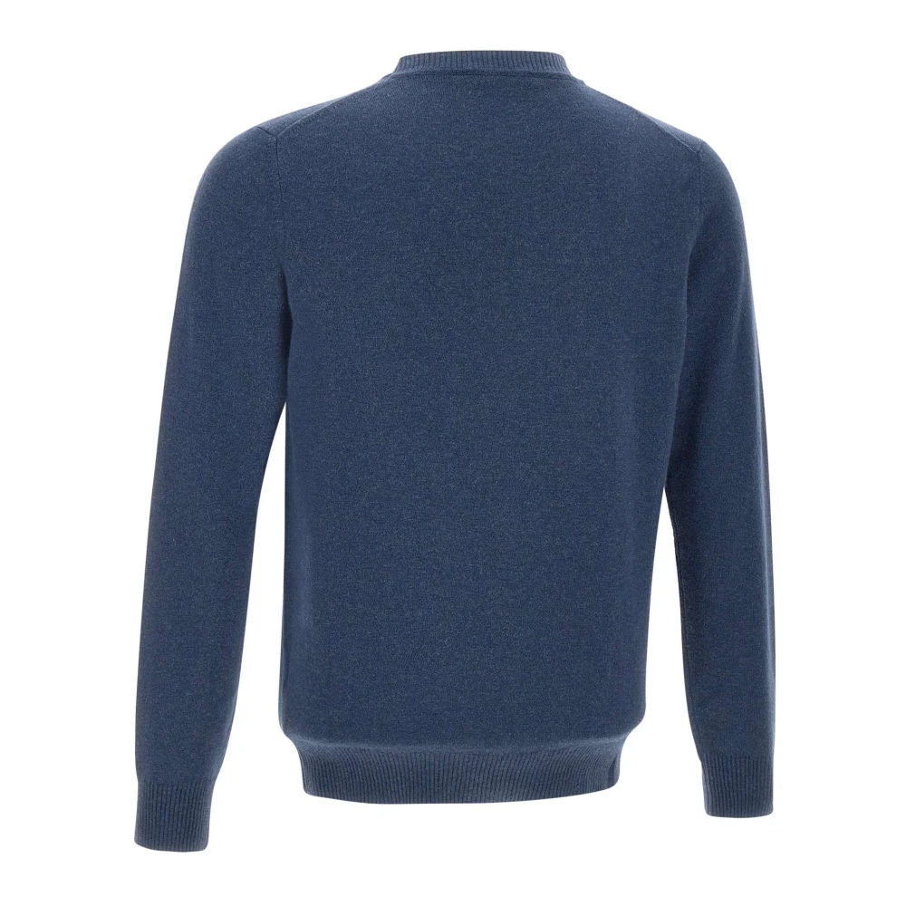 Kangra Blauwe Wol Kasjmier Crew Neck Sweater Blue Heren