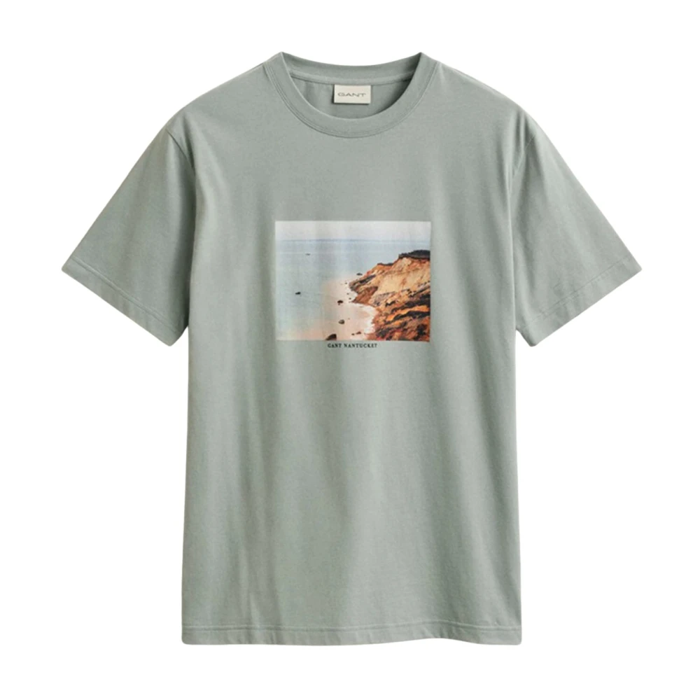 Gant Men's Gray T-Shirts, L, Scenery Graphic T-Shirt