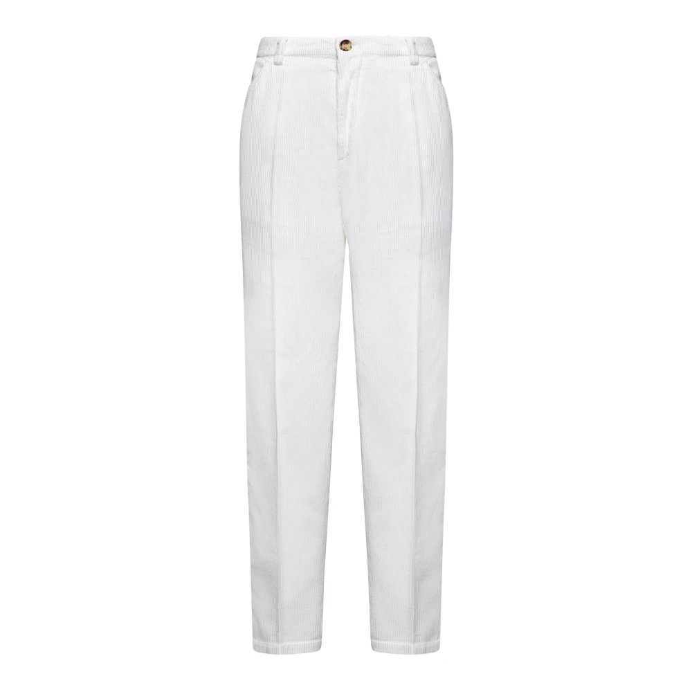 BRUNELLO CUCINELLI Witte Corduroy Broek Leisure-Fit White Heren