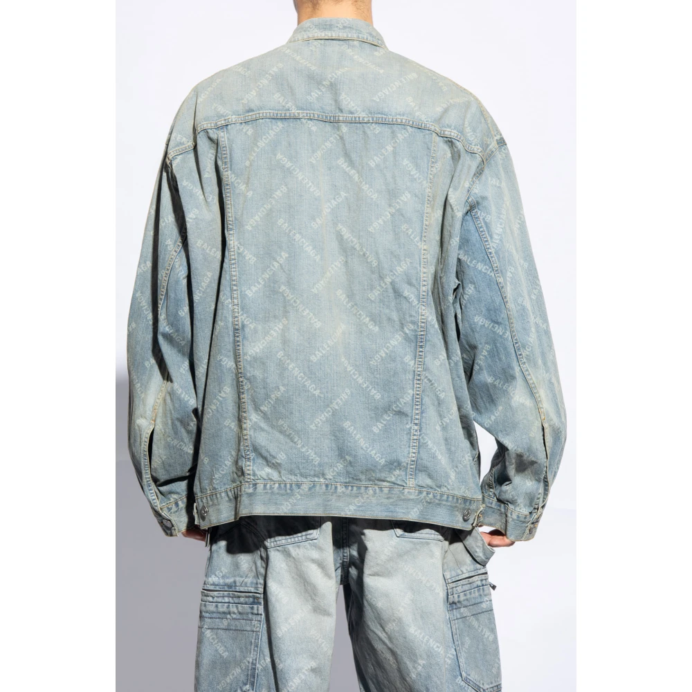 Balenciaga Denim jas met vintage effect Blue Heren