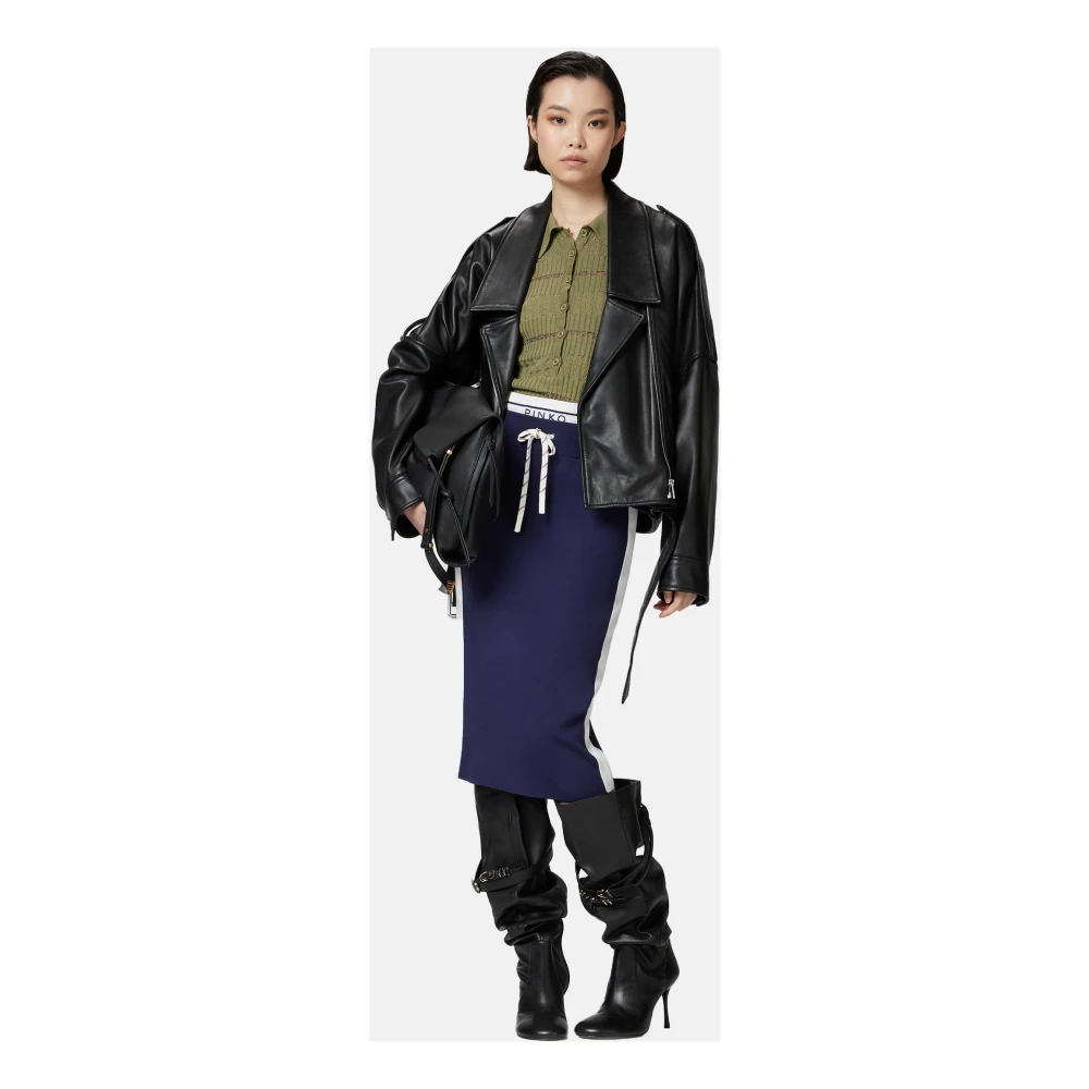 pinko Technische Fleece Rok Marmolada Stijl Blue Dames