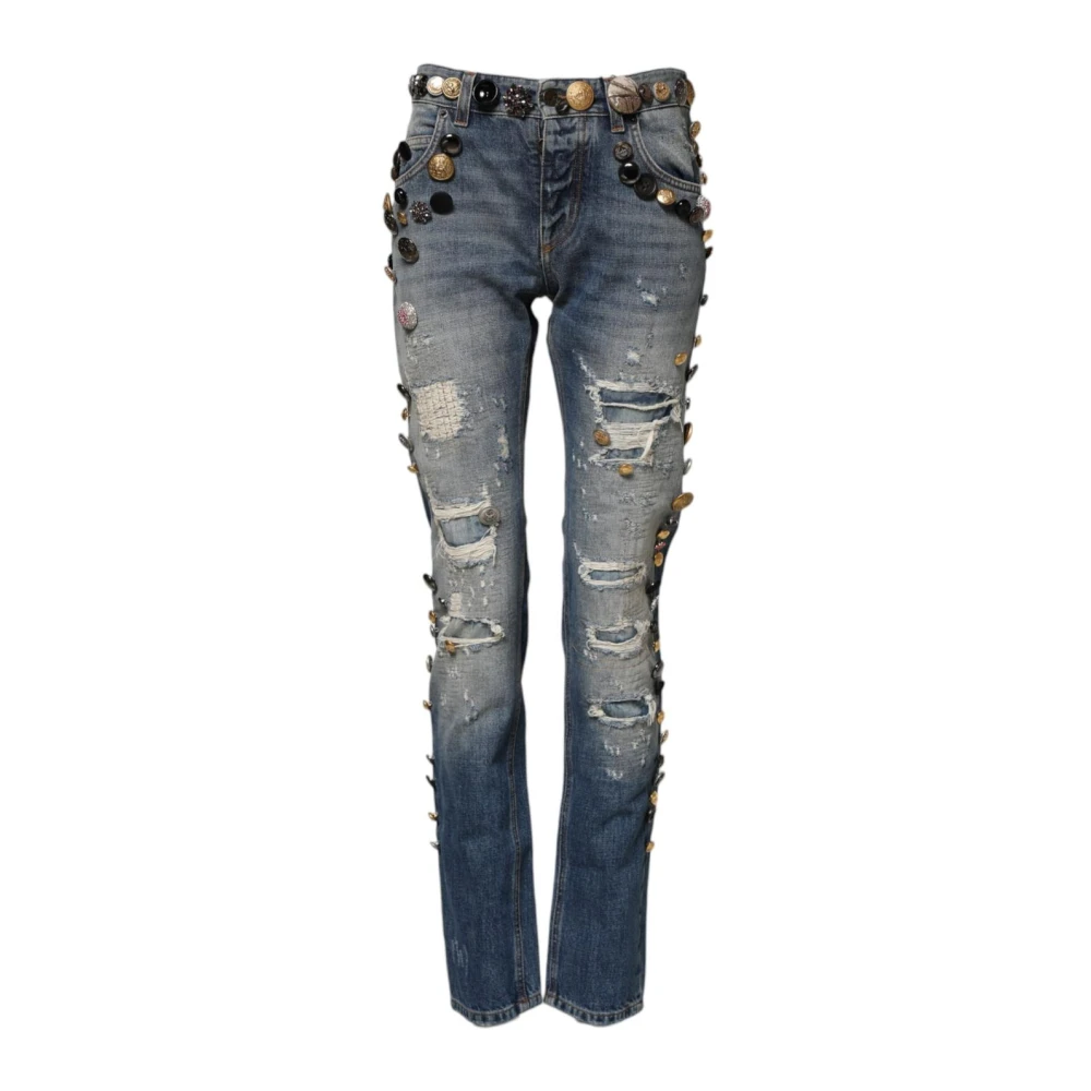 Dolce & Gabbana Women's Blue Stunning Embellished Skinny Denim Jeans