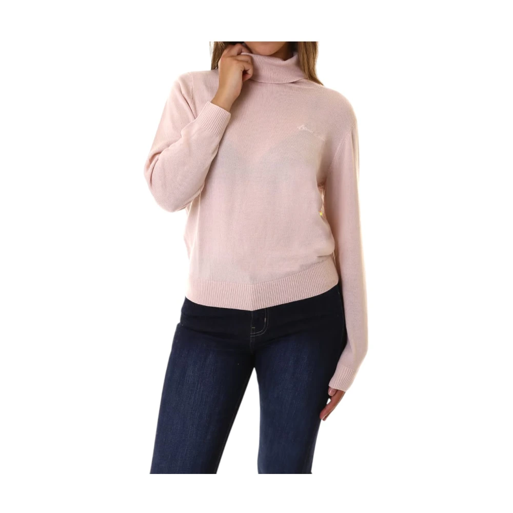 Armani Exchange Turtlenecks, Female, S, Turtleneck Jumper With Embroidered Logo Pink