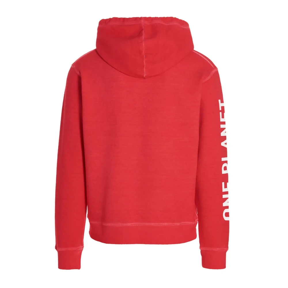 Dsquared2 Rode Smiley Bedrukte Hoodie Red Heren