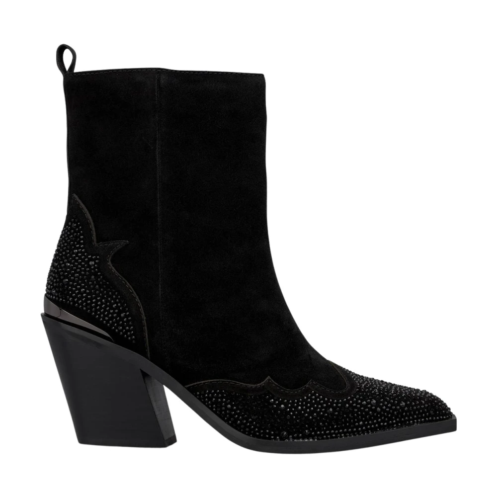 Alma En Pena Women's Black Cowboy & Biker Boots, 9 Uk, Ankle Boot Toe Details