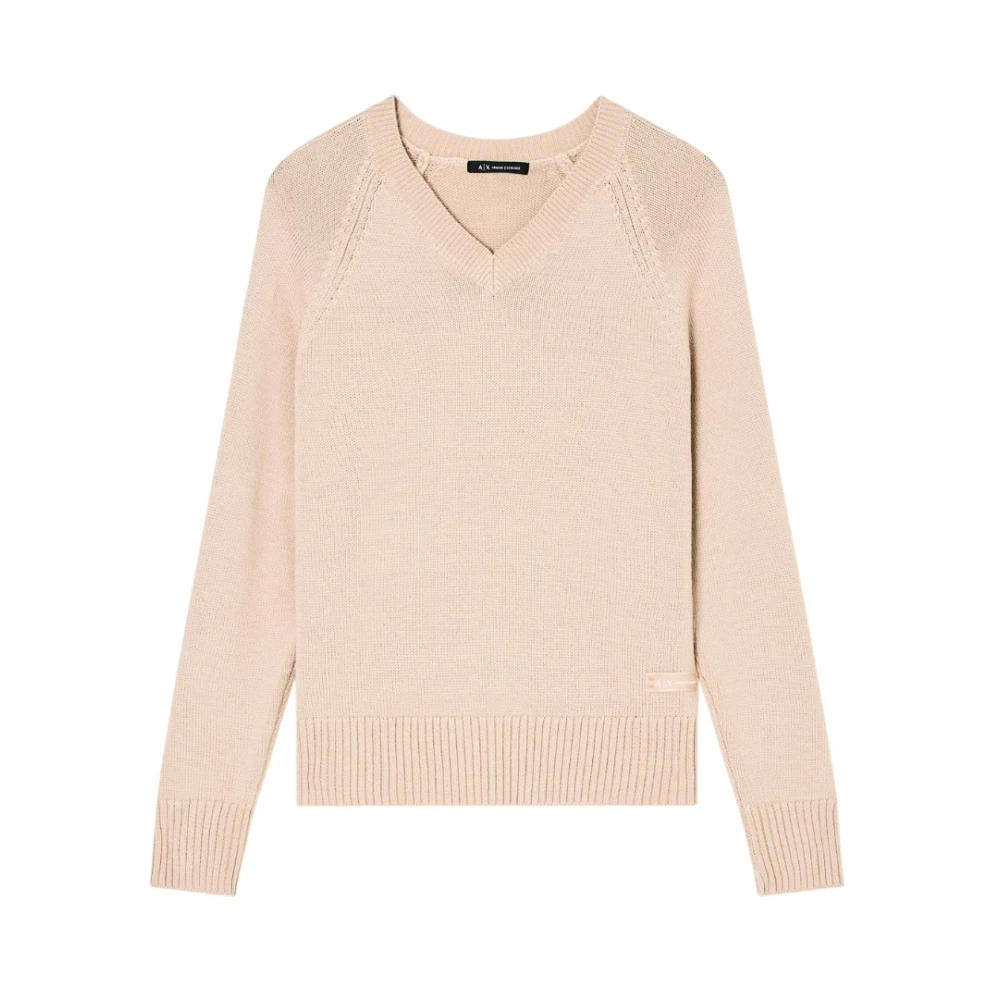Armani Exchange Beige V-Ringad Tröja