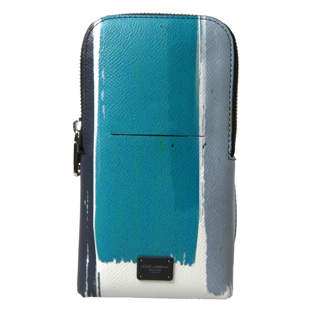 Dolce & Gabbana Blauwe Leren Crossbody Telefoontas Blue Heren