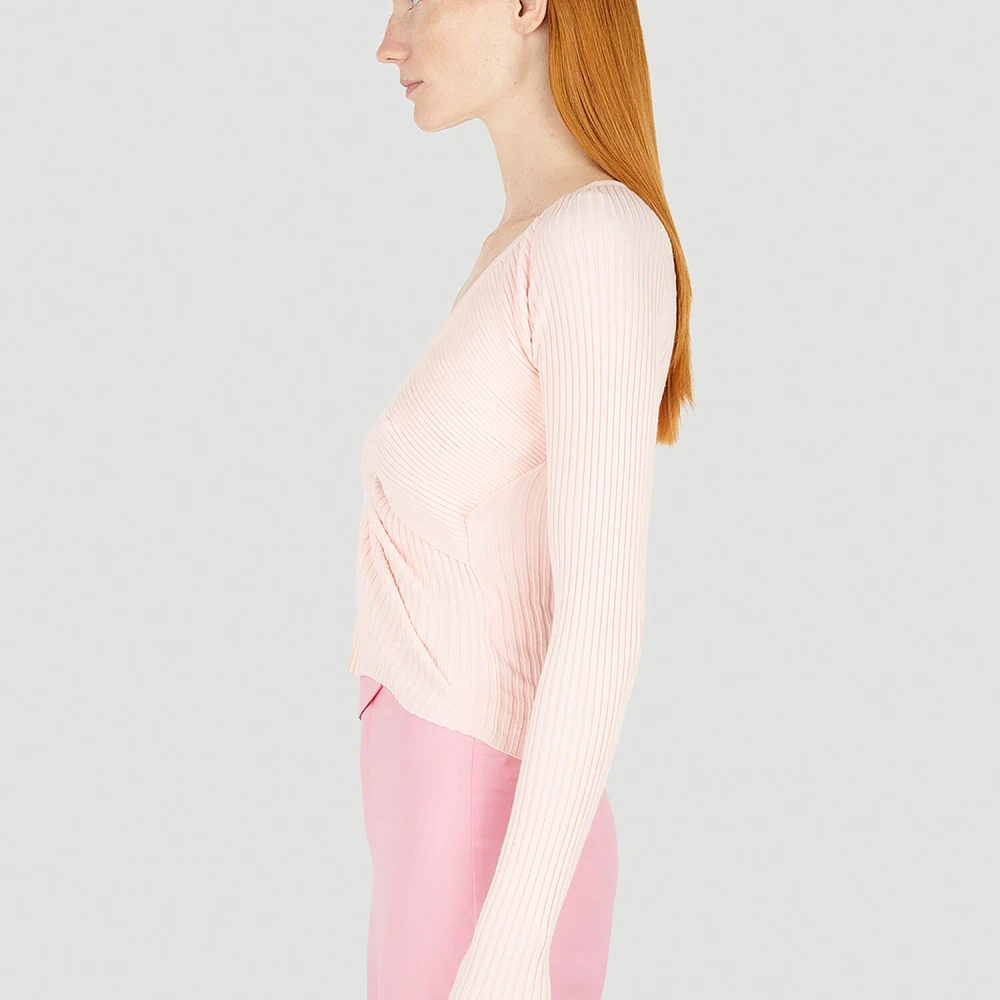 Wynn Hamlyn Stijlvolle V-Hals Gebreide Top Pink Dames
