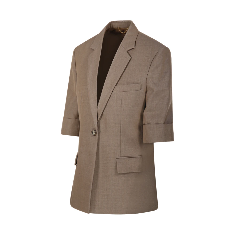 Victoria Beckham Tabak Korte Mouw Jas Beige Dames