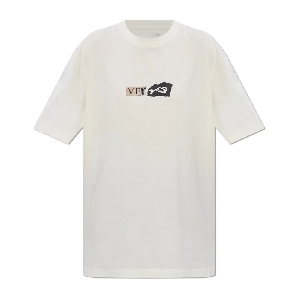 Y-3 Men's Beige Gfx Short Sleeve Tee