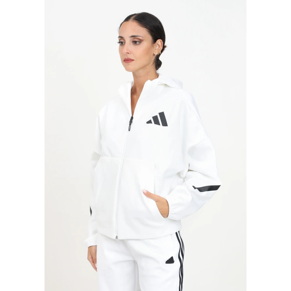 Adidas Witte Zip-Through Hoodie voor Vrouwen White Dames