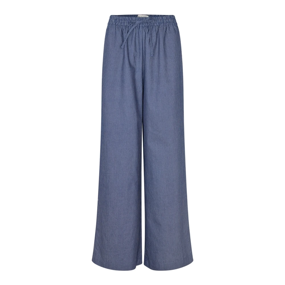 Lollys Laundry Women's Blue Wide Trousers, Xs, Striped Elastic Waist Trousers Dark