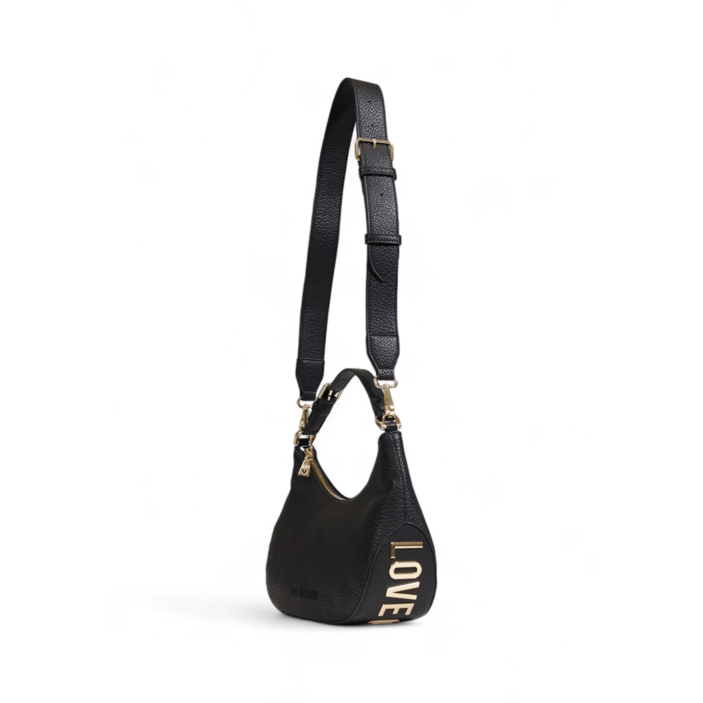 Love Moschino Zwarte Eenvoudige Handtas met Rits Black Dames