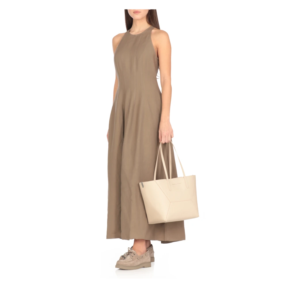 BRUNELLO CUCINELLI Ivoor Leren Schoudertas met Messing Details Beige Dames