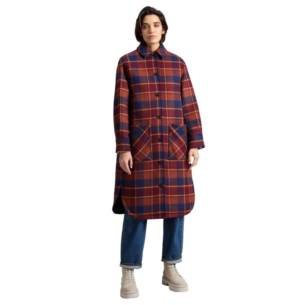Woolrich Omkeerbare Rode Wollen Jas Red Dames