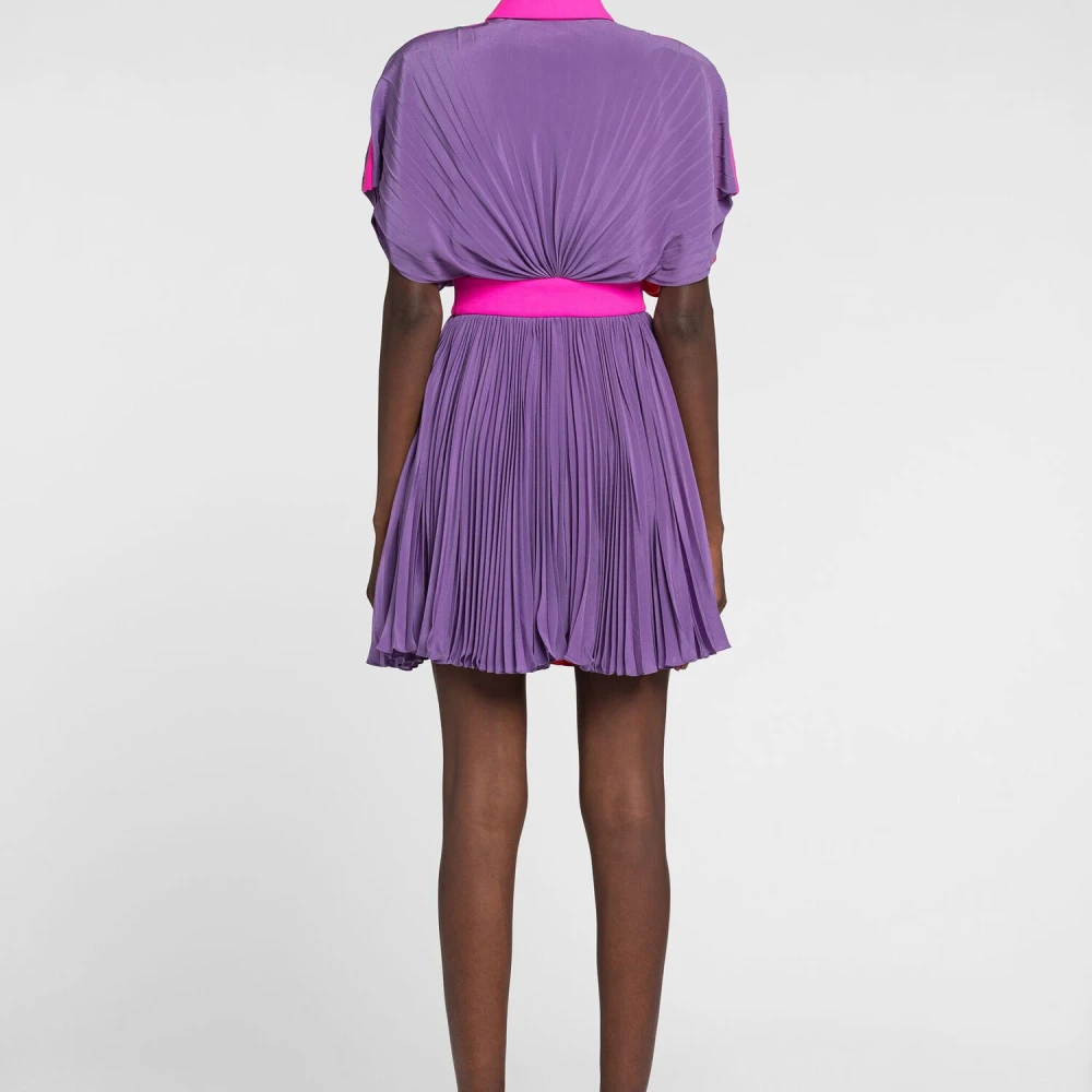Roberto Cavalli Zijden Mini-jurk met Colourblock Plooien Multicolor Dames