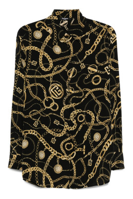 chemise-noire-en-soie-avec-boutons-dores