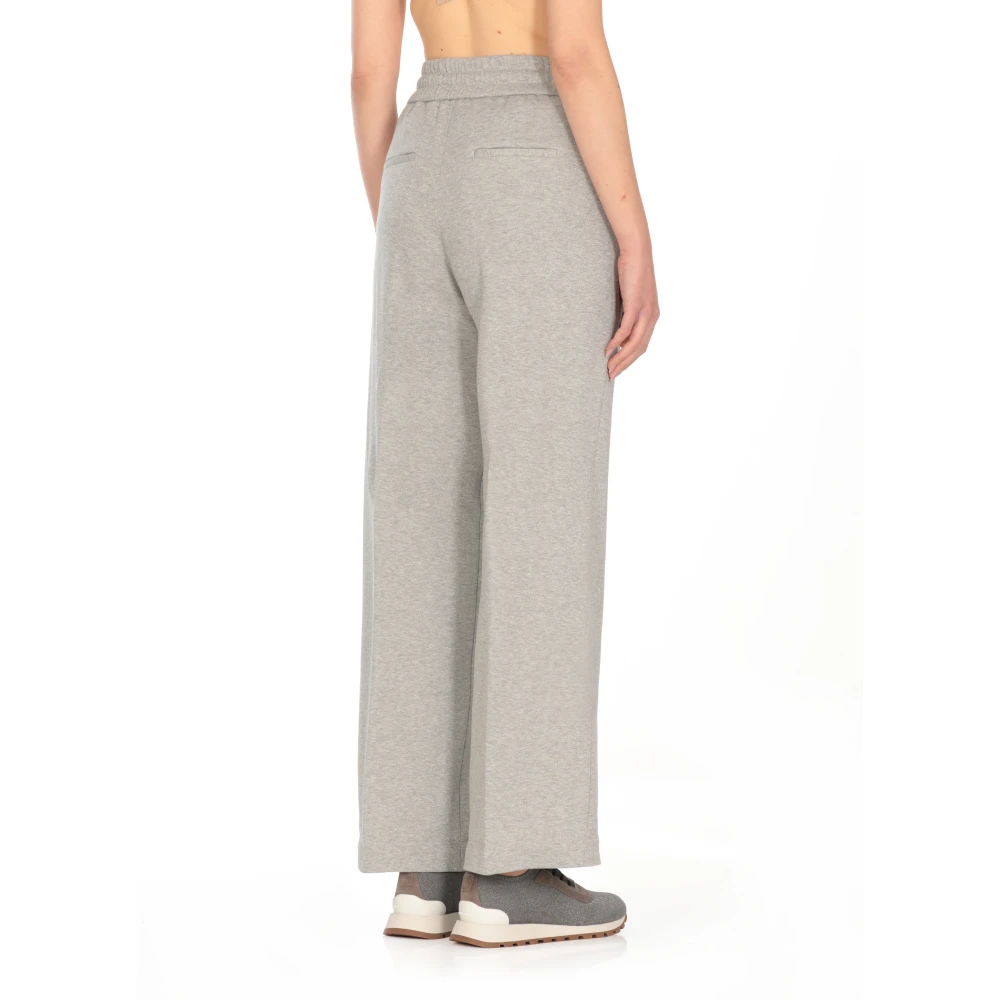 PESERICO Grijze Katoenen Broek met Lurex Details Gray Dames