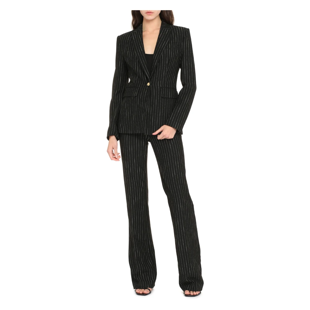 pinko Pin-striped Single-breasted Jas Black Dames
