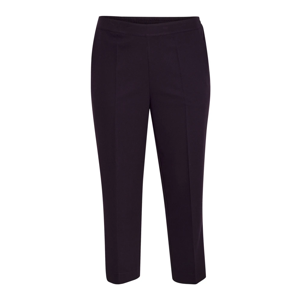 Kaffe Curve Lila Cropped Byxor med Elastisk Midja Purple, Dam