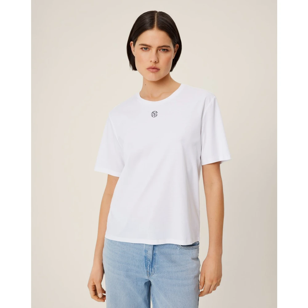 moss copenhagen Nordic Logo Tee Wit Zwart White Dames