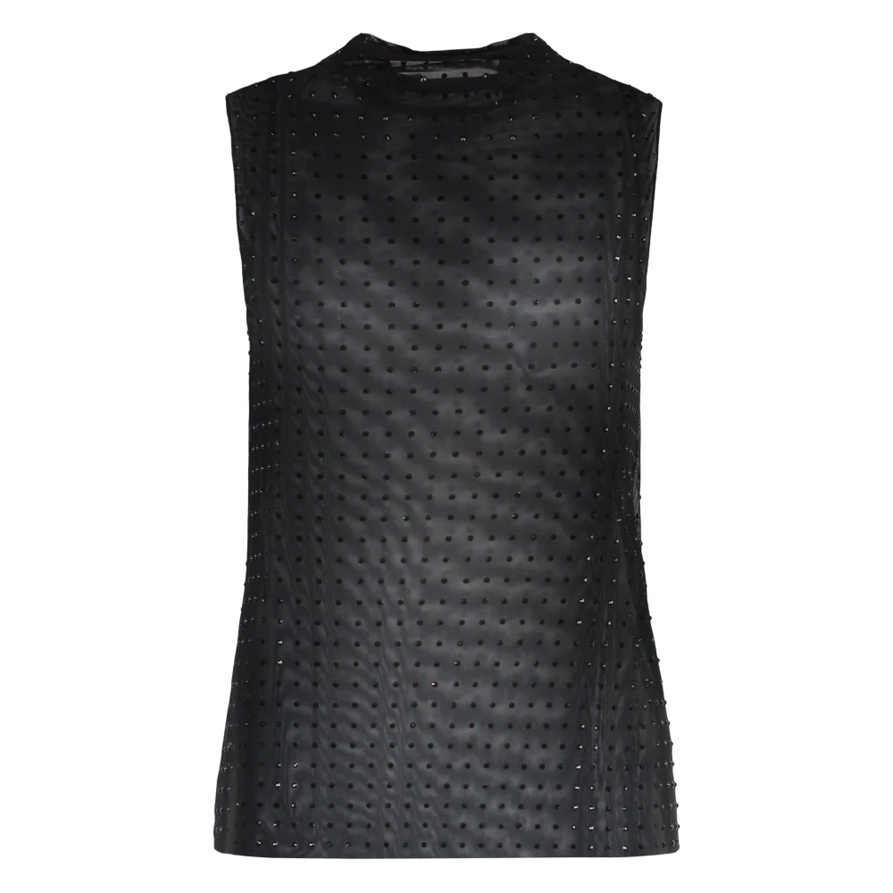 pinko Rhinestone Tank Top Black Dames