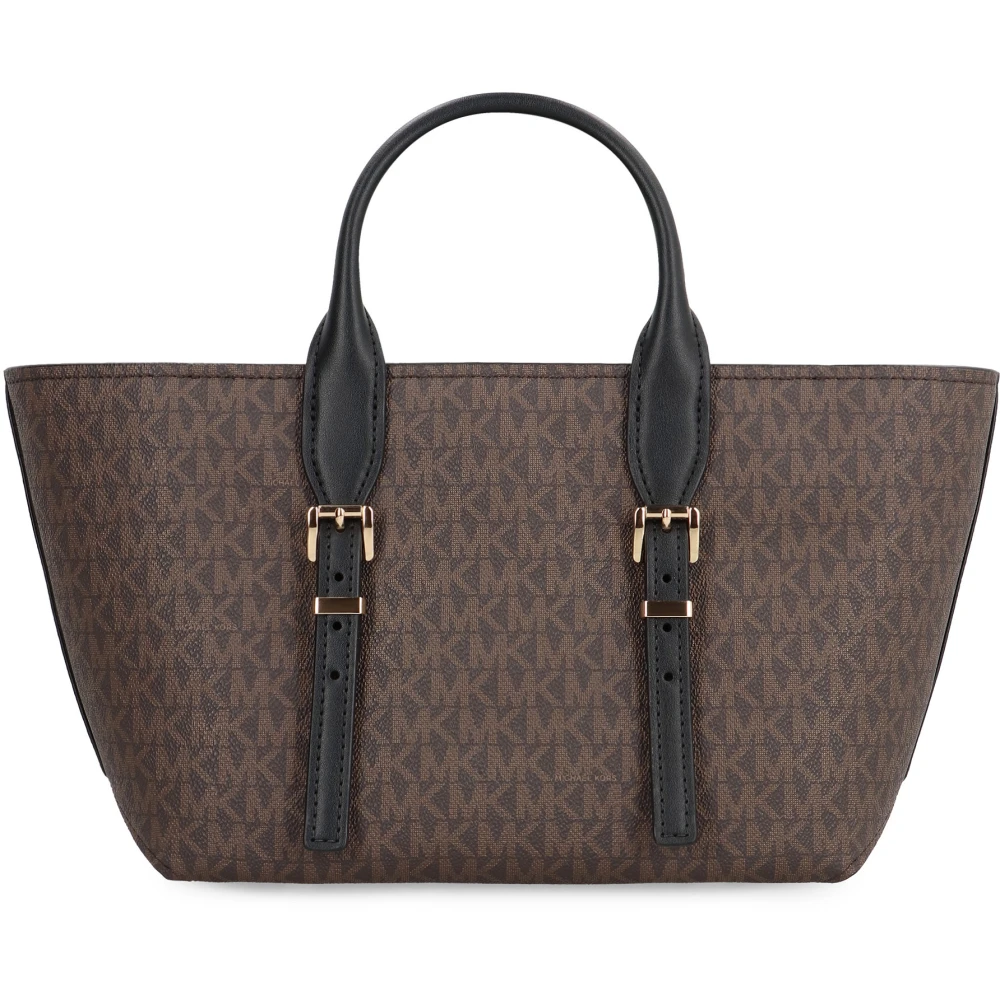 Michael Kors Logo Coated Handtas met Schouderband Brown Dames