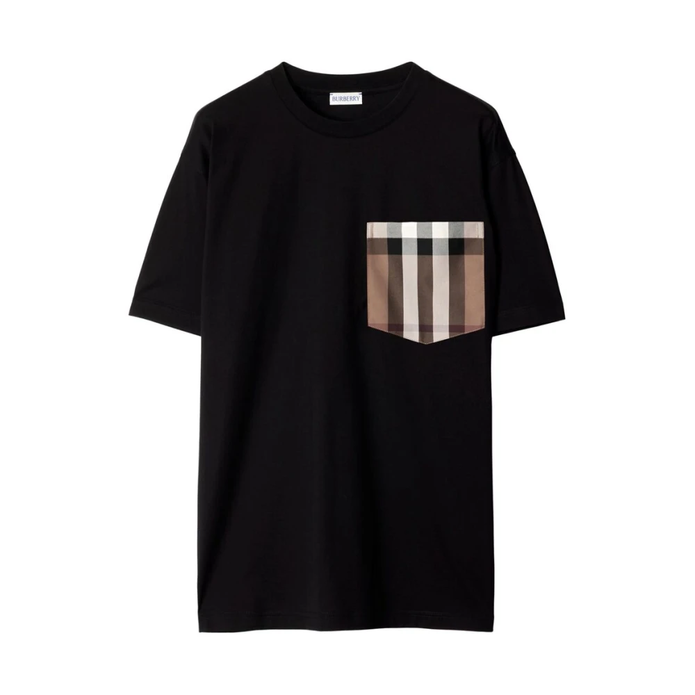 Burberry Geruite Zak Crew Neck T-shirt Black Dames