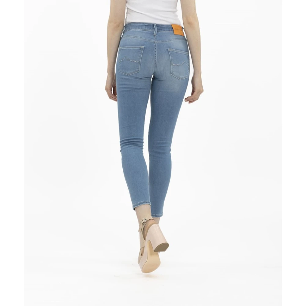 Jacob Cohën Witte Gestikte Skinny Jeans Blue Dames