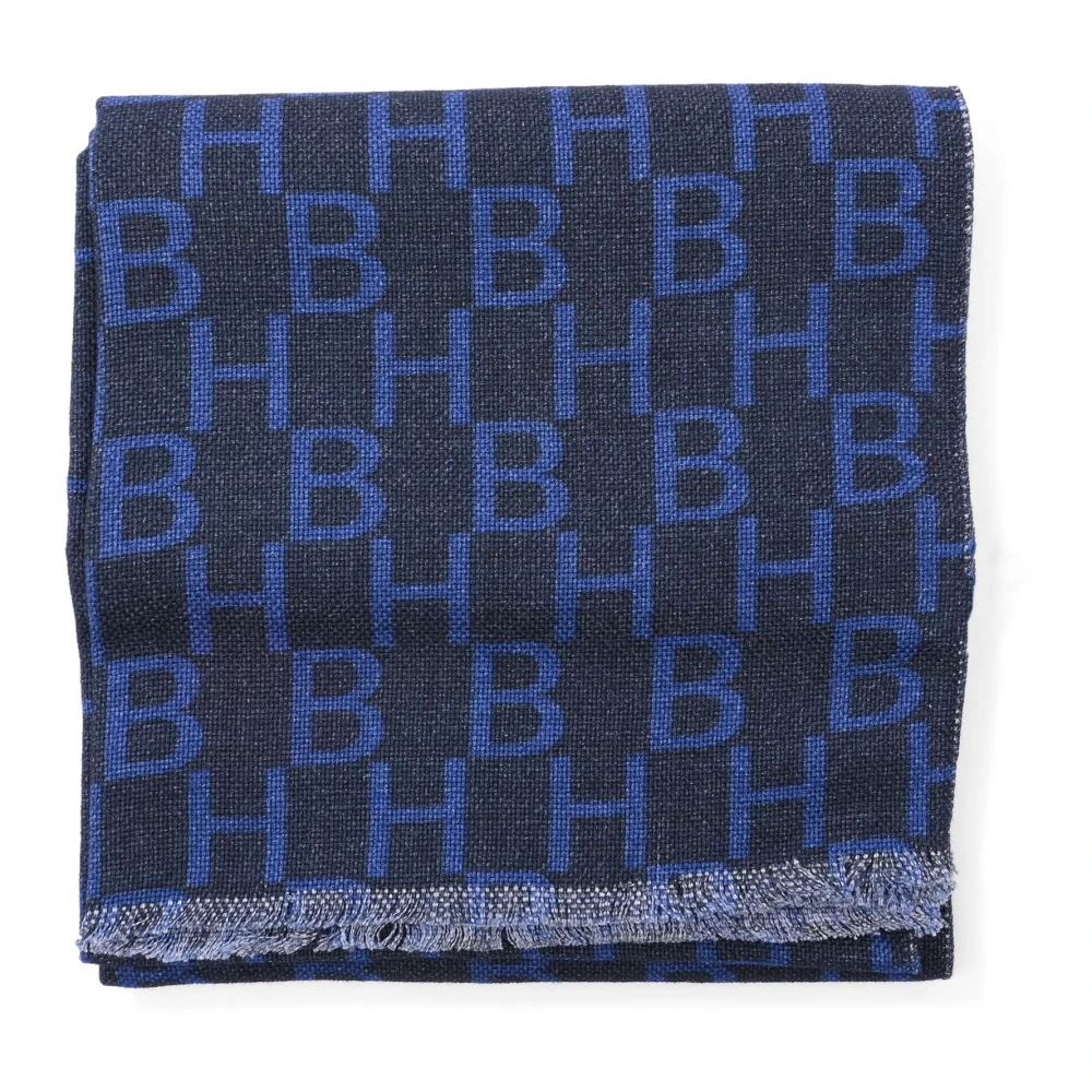Hugo Boss Donkerblauwe Wollen Sjaal Blue Unisex