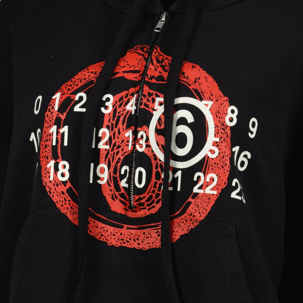 MM6 Maison Margiela Zwarte hoodie met rode slangprint Black Dames